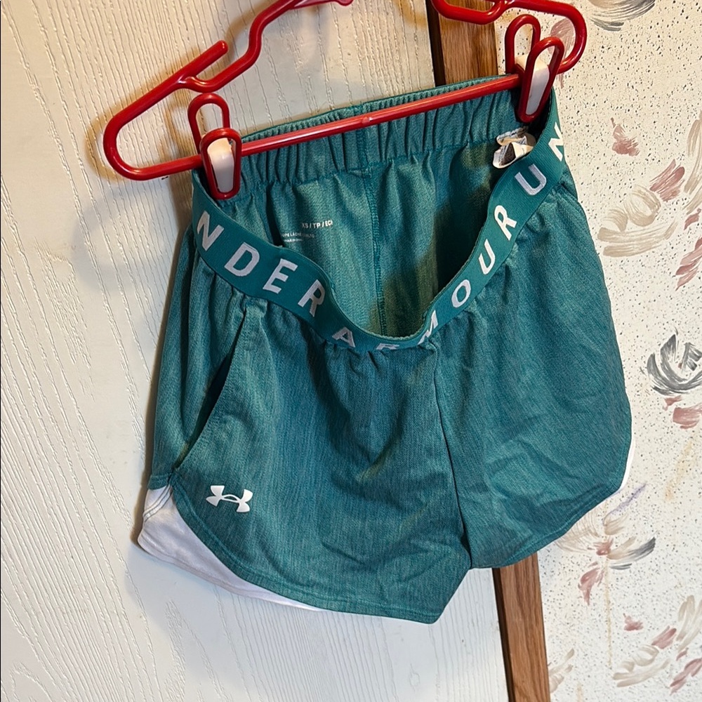 Under Armour Teal and White Running Shorts